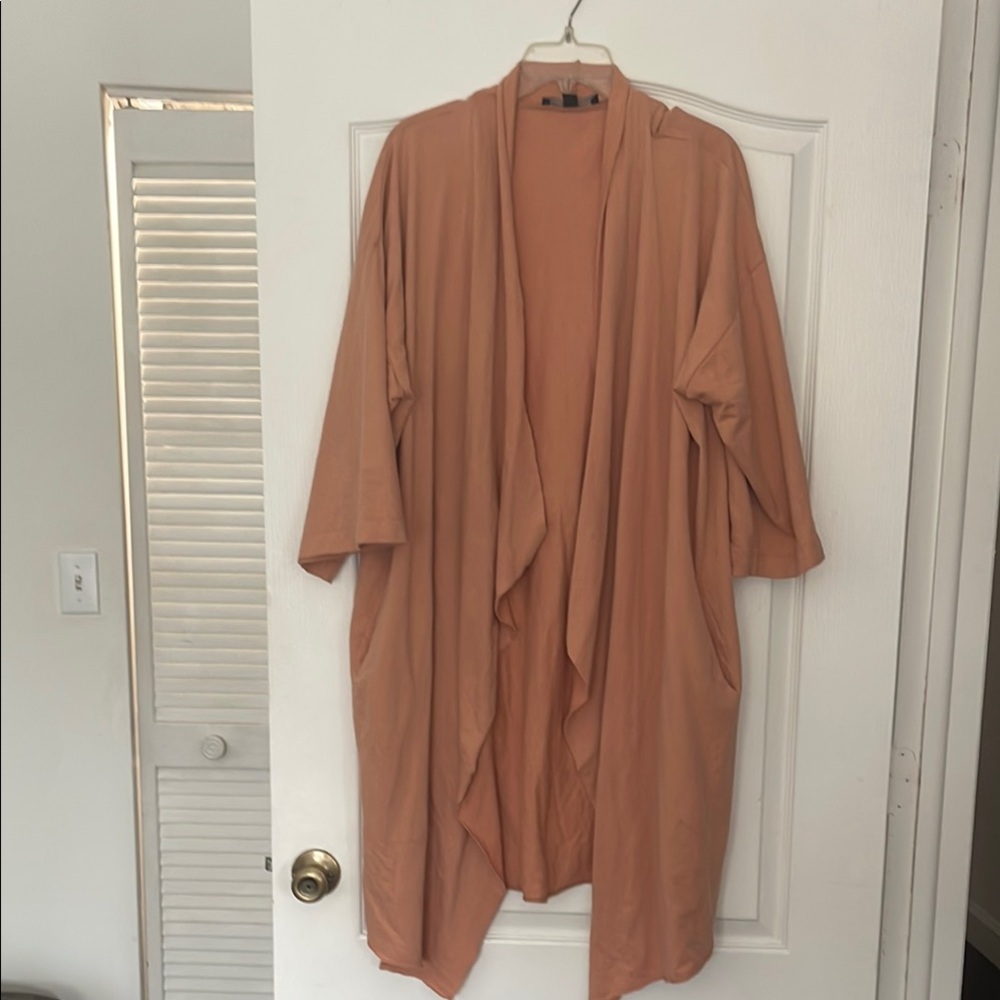 Peach Open Front Kimono Cardigan